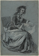 R 079
<br/>
Zittende kaartspeelster
<br/>
<em>Loo, Jacob van (1614-1670)</em>